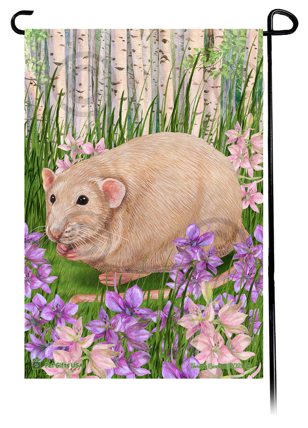 Light Cream Rat Spring Flowers Garden Flags