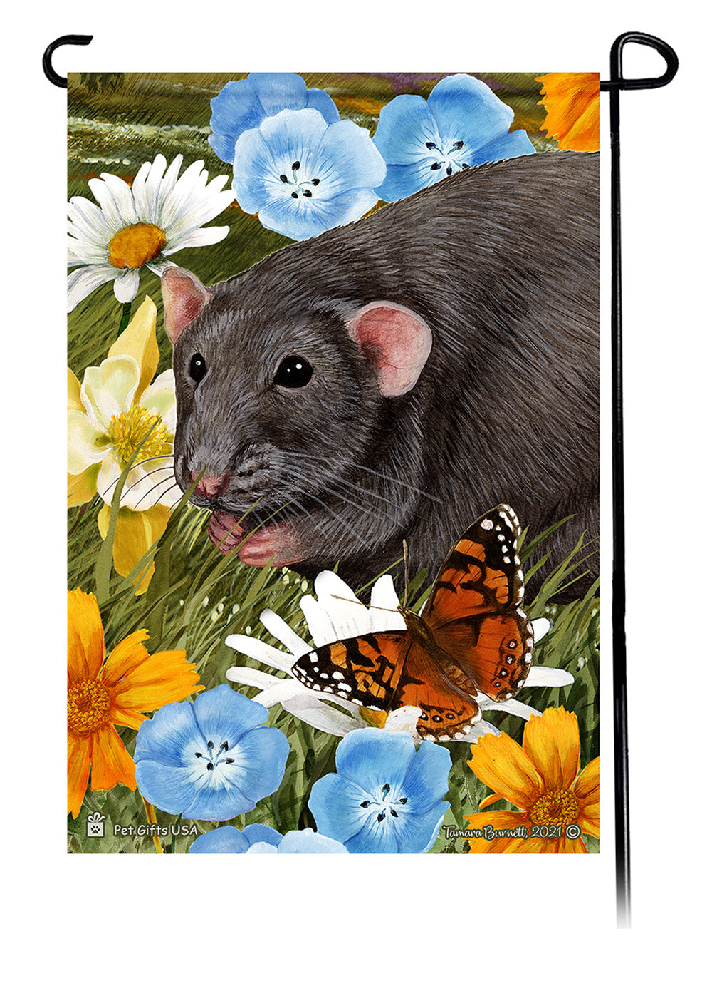 Light Grey Solid Rat Summer Flowers Garden Flags