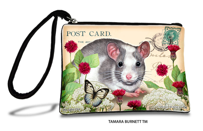 Grey & White Pied Rat Zippees Pet Pouch