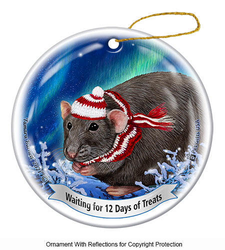 Fancy Rat Dark Grey Solid Ornament
