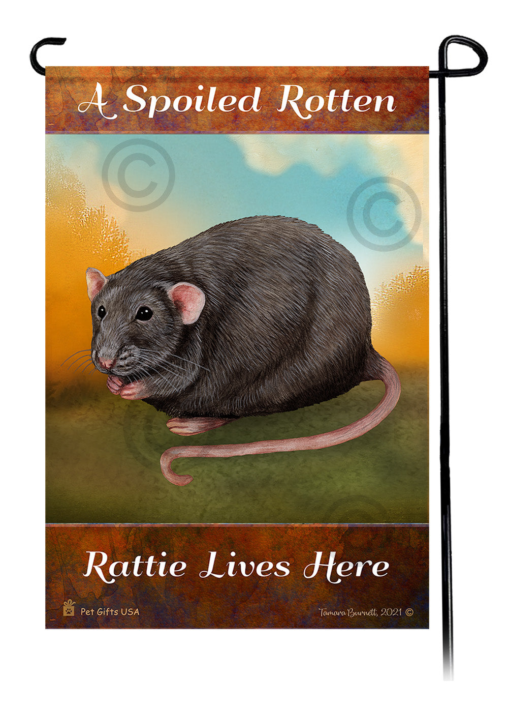 Light Grey Solid Rat Spoiled Rotten - Garden Flag