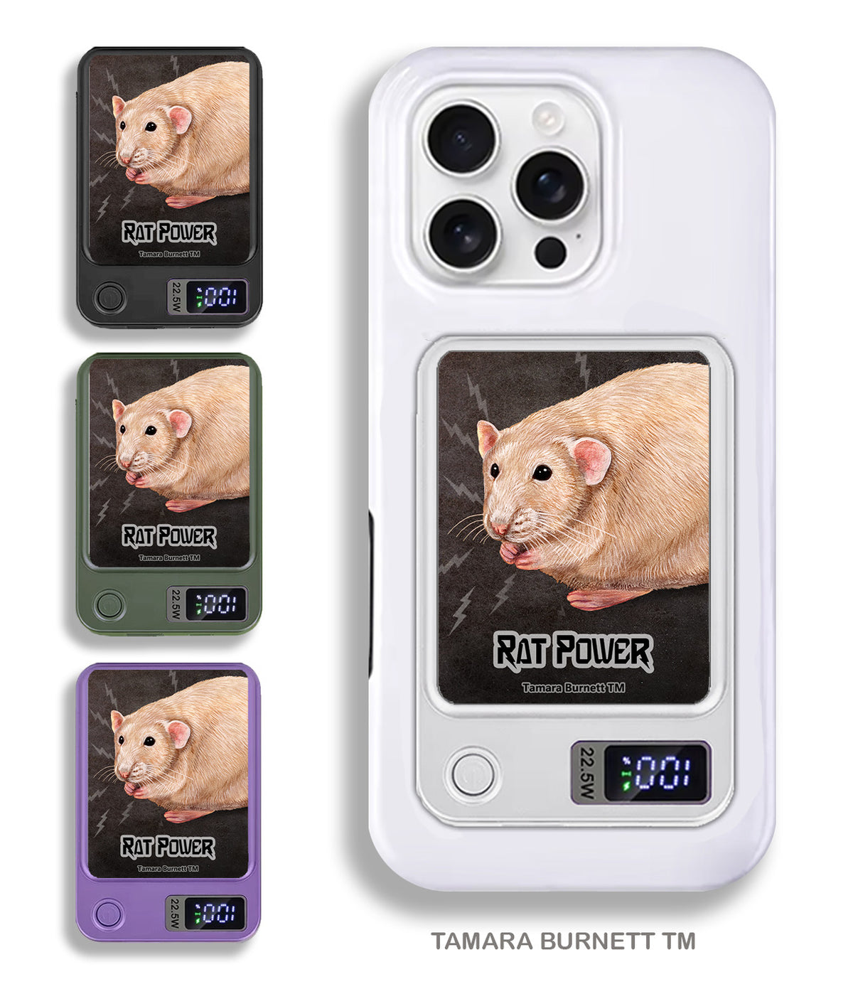 Rat Light Cream Solid Phone Bank Wireless Charger