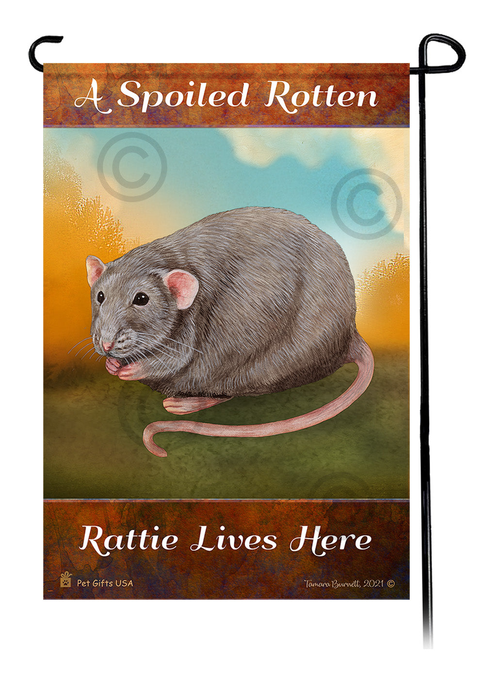Light Grey Solid Rat Spoiled Rotten - Garden Flag