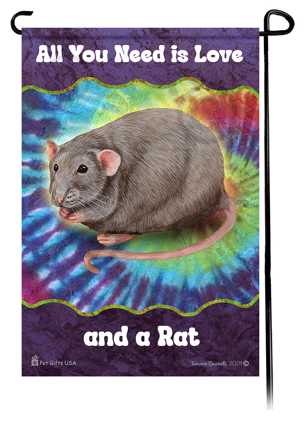 Light Grey Solid Rat All You Need Is Love Garden Flags