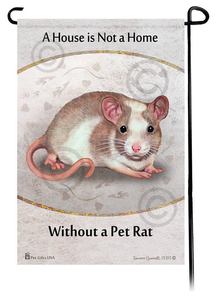 Tan & White Pied Rat House Is Not A Home Garden Flag