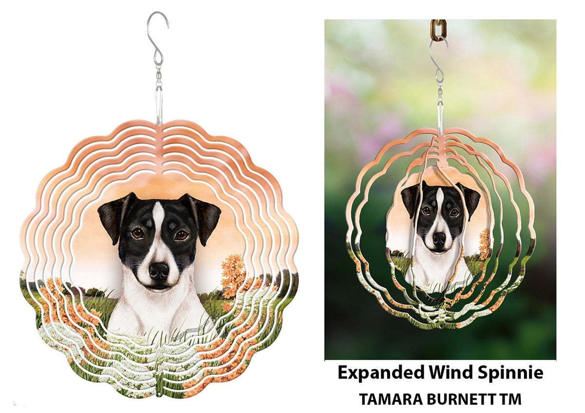 Rat Terrier Black and White Uncropped Wind Spinner