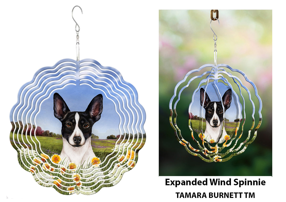 Rat Terrier Black and White Cropped Wind Spinner