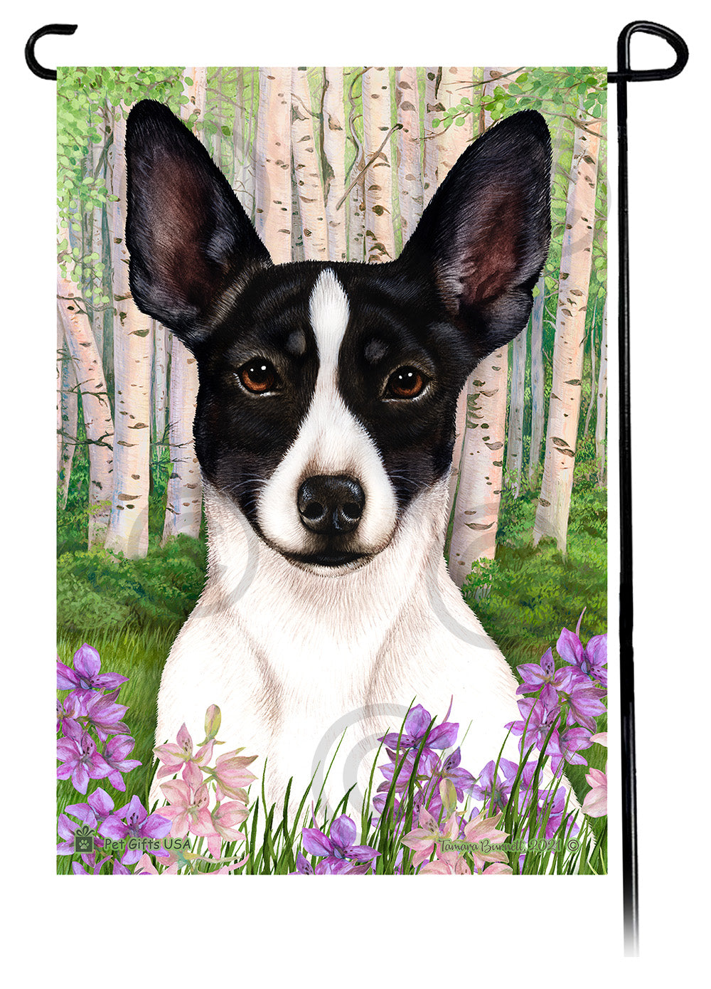 Rat Terrier Spring Flowers Garden Flags
