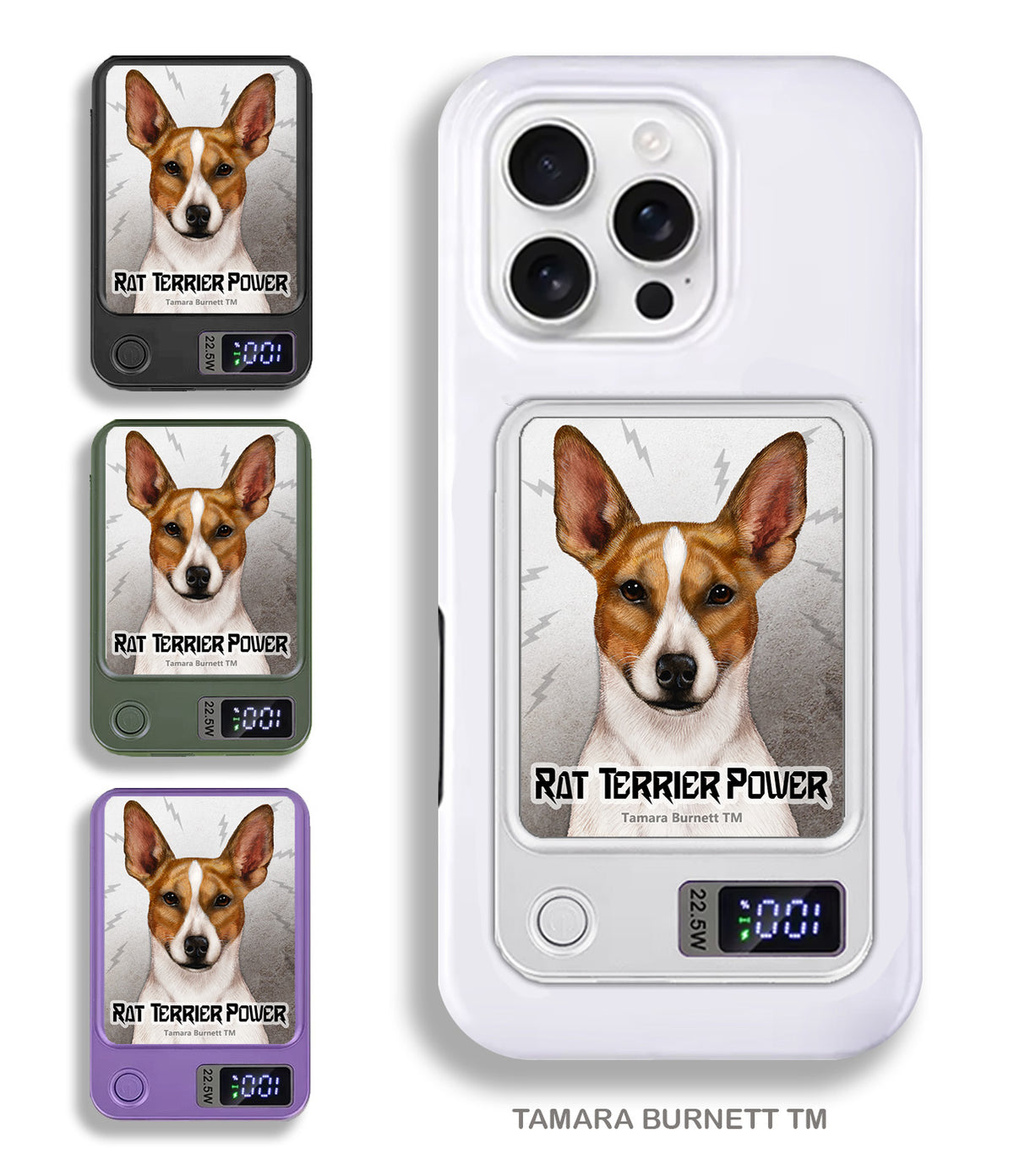Rat Terrier Tan and White Cropped Phone Bank Wireless Charger