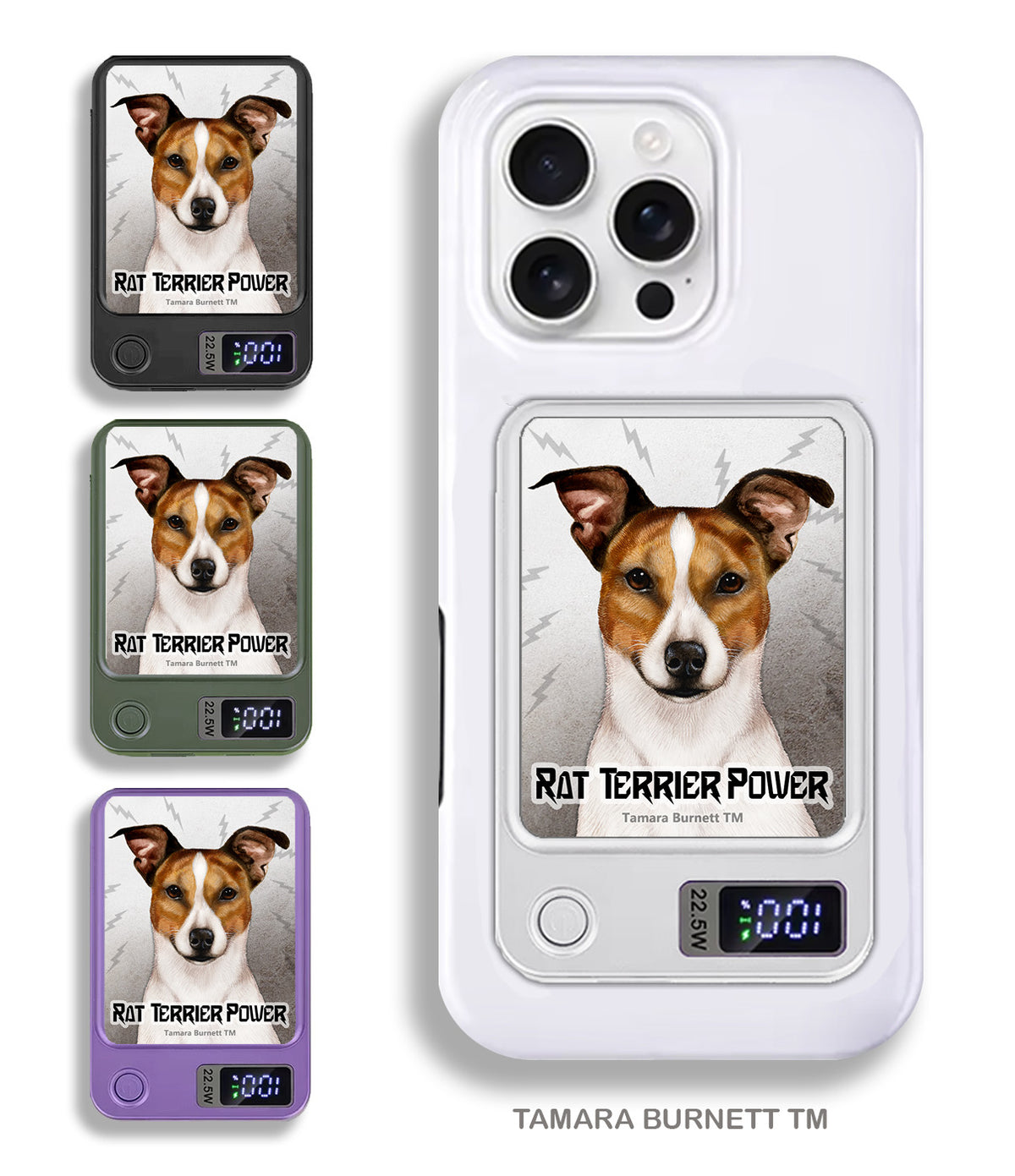 Rat Terrier Tan and White Tipped Phone Bank Wireless Charger