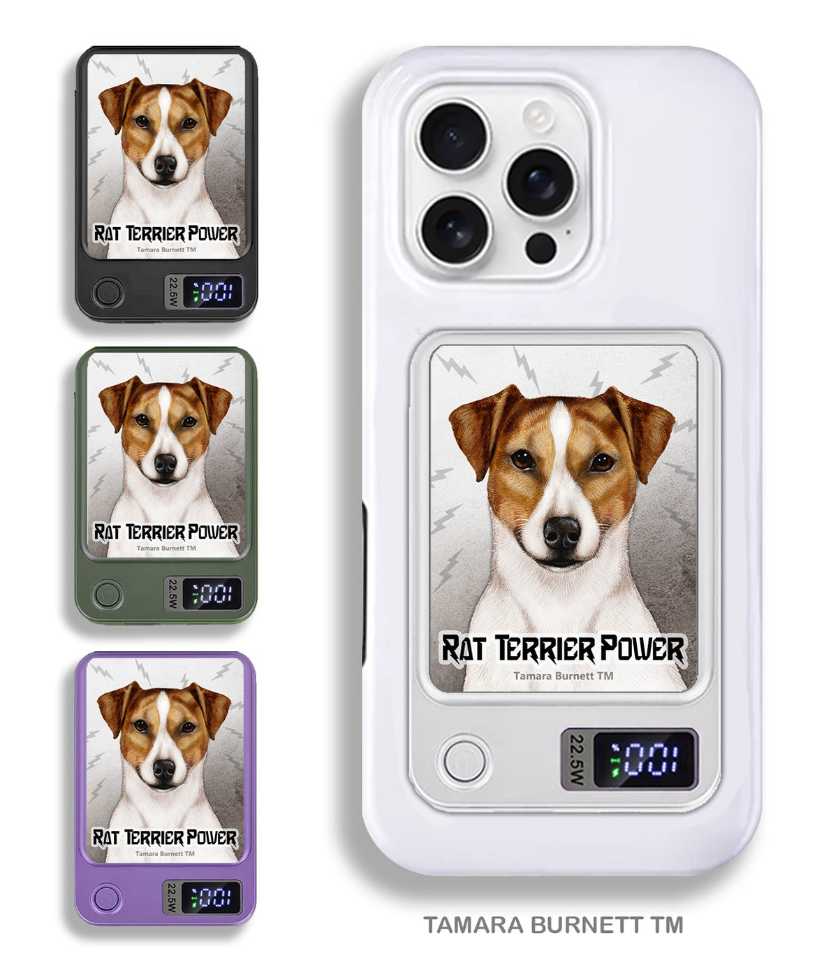 Rat Terrier Tan and White Uncropped Phone Bank Wireless Charger