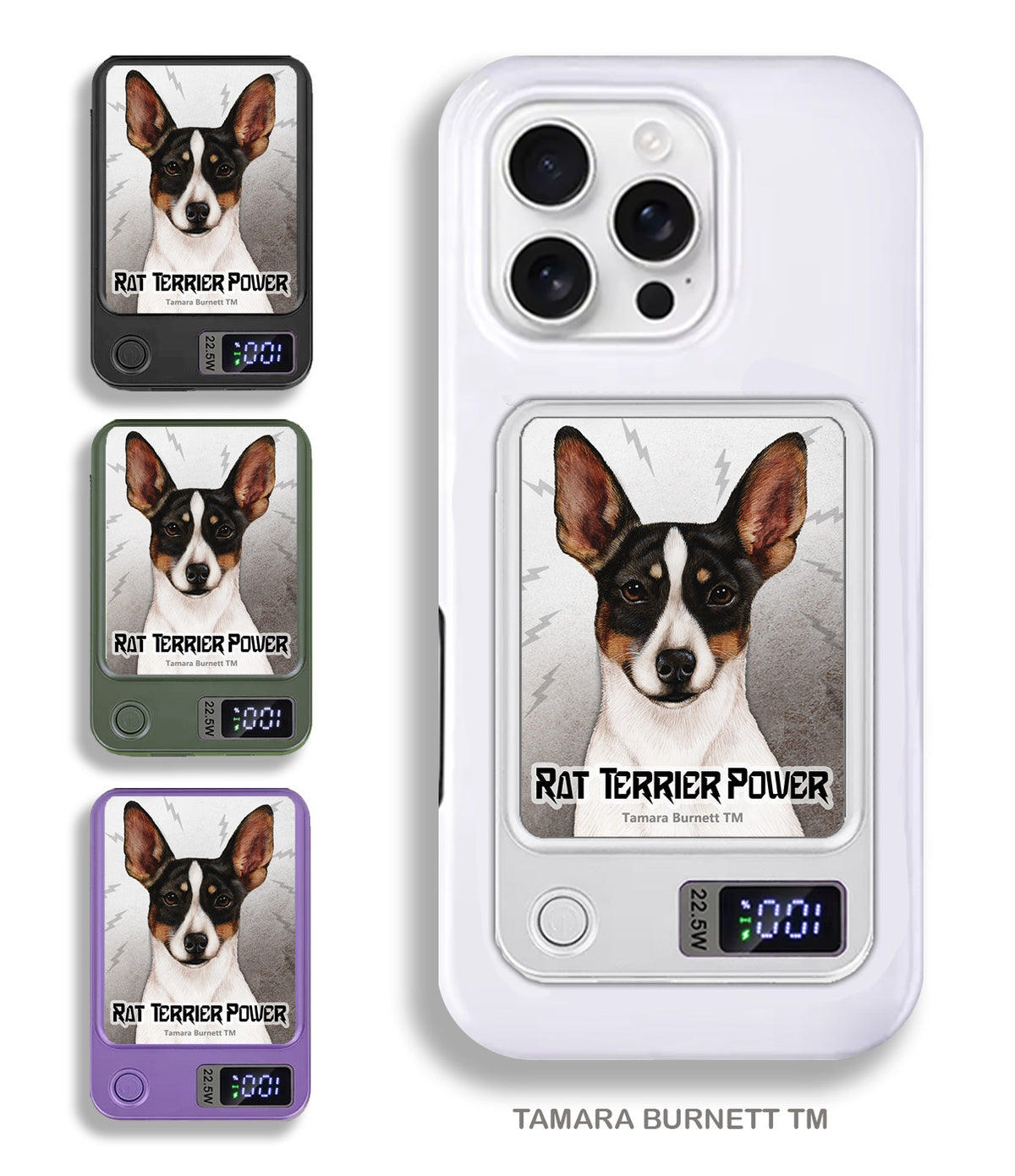 Rat Terrier Tri-Color Cropped Phone Bank Wireless Charger