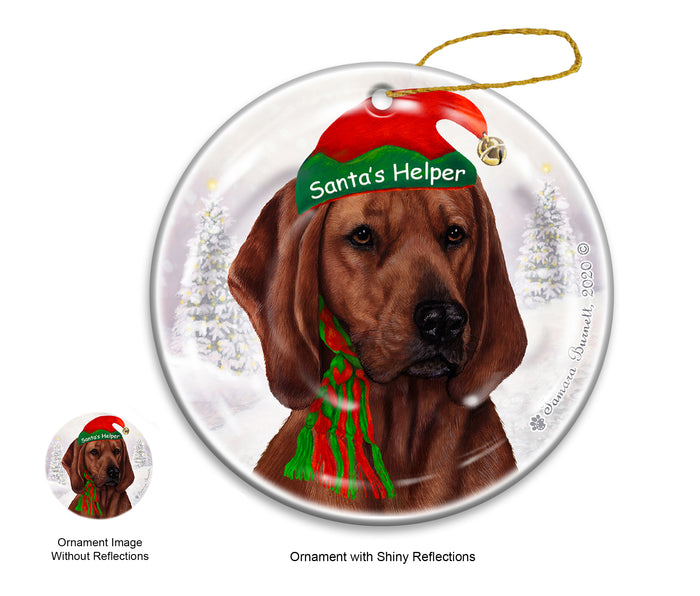 Redbone Coonhound - Santa's Helper Ornament