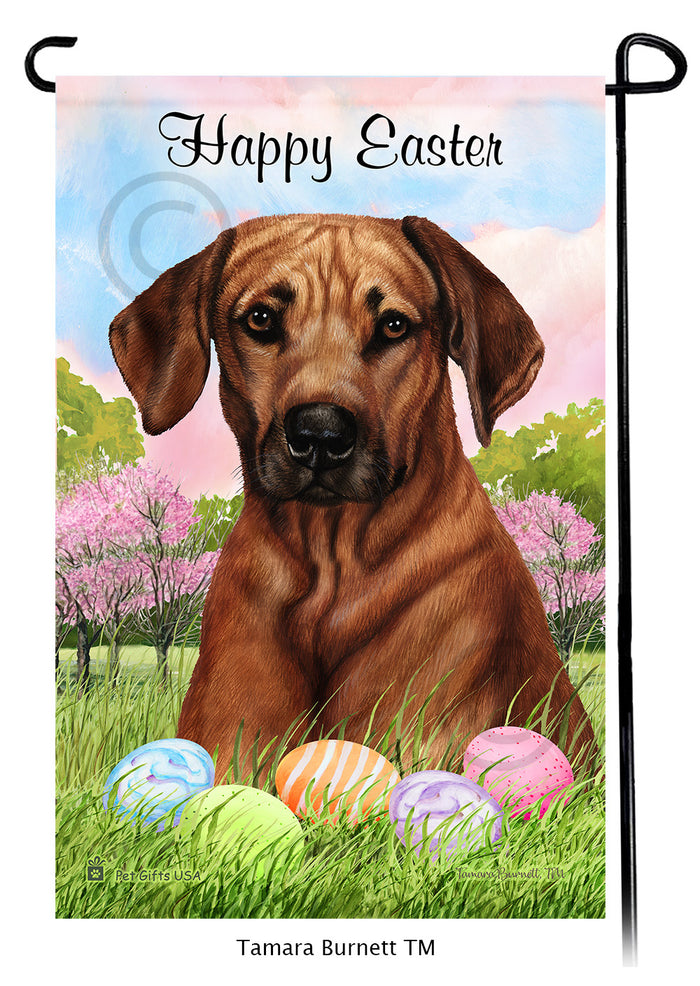 Rhodesian Ridgeback Happy Easter Garden Flags