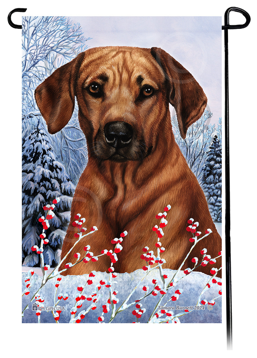 Rhodesian Ridgeback Winterberries Garden Flags