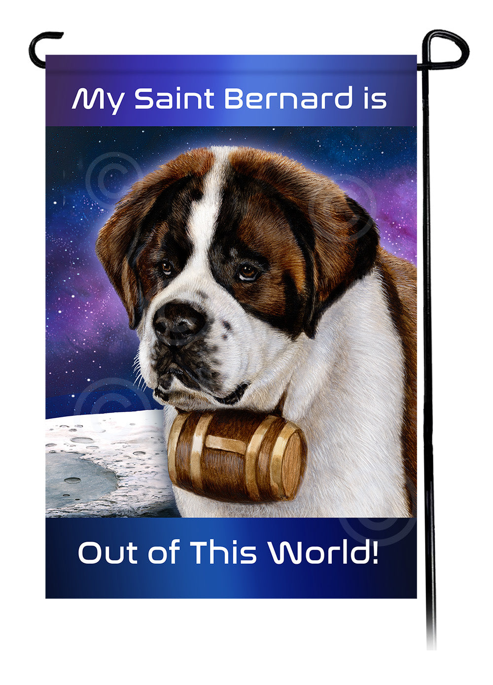 St Bernard Out Of This World Garden Flags