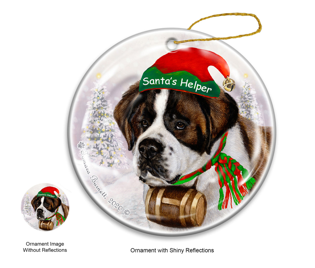 Saint Bernard - Santa's Helper Ornament