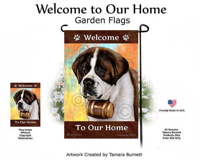 St Bernard Welcome To Our Home Garden Flags