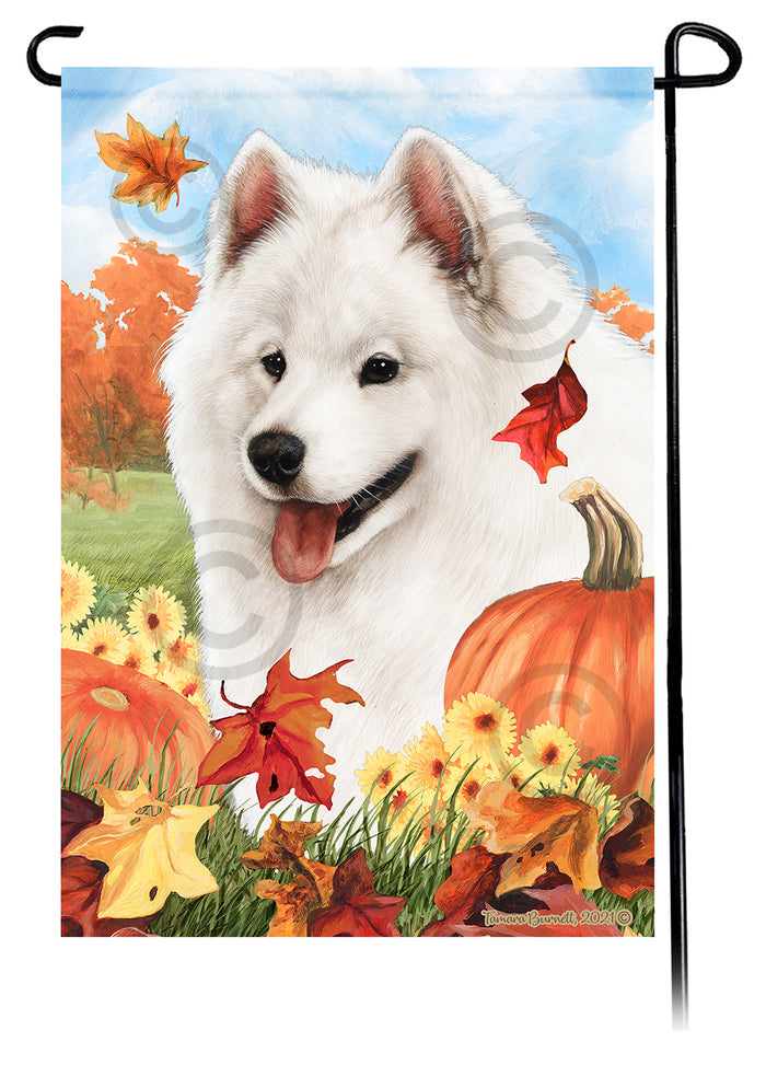Samoyed Falling Leaves Garden Flags