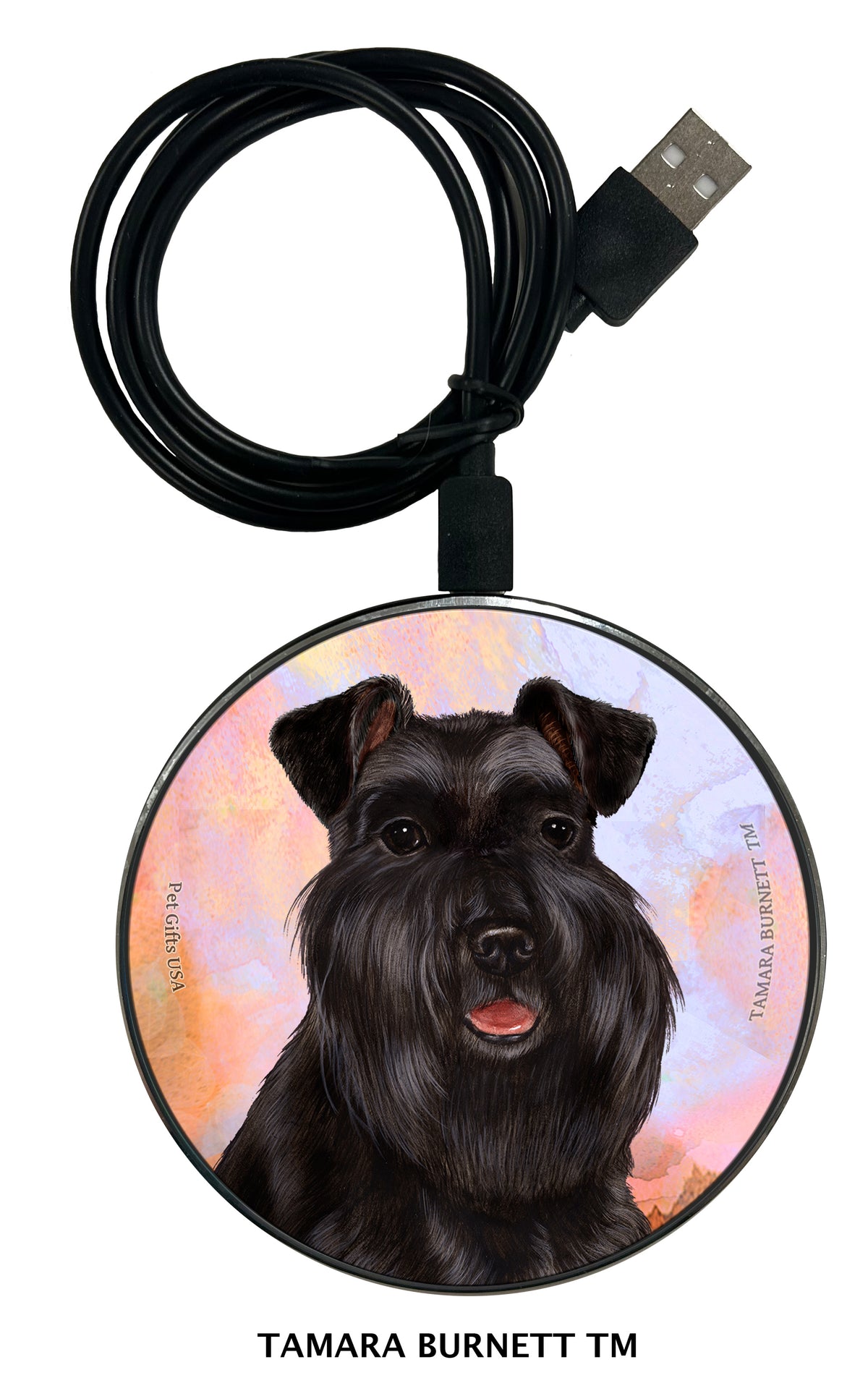 Schnauzer Black Uncropped Zoomies Wireless Charger