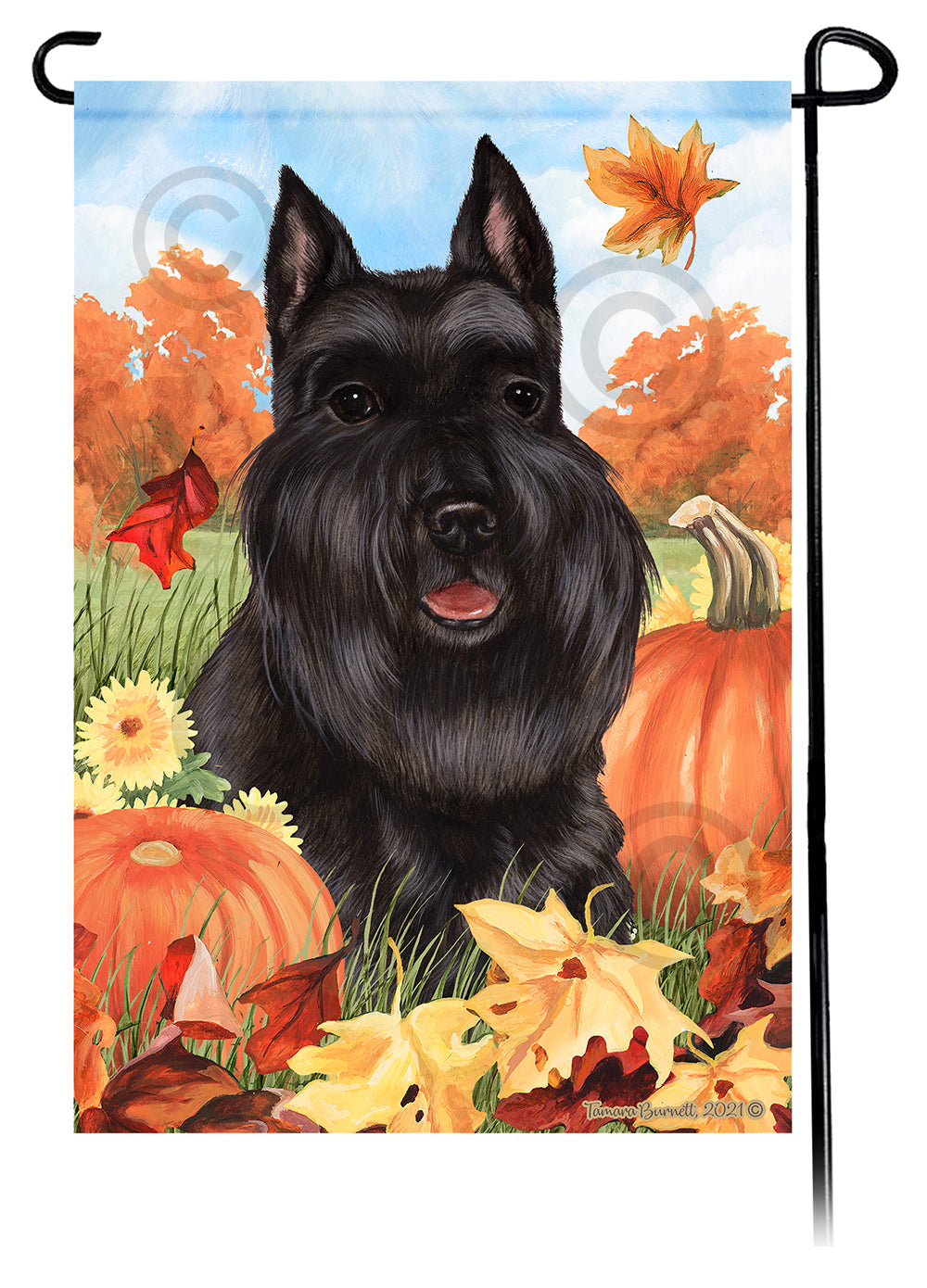 Schnauzer Falling Leaves Garden Flags