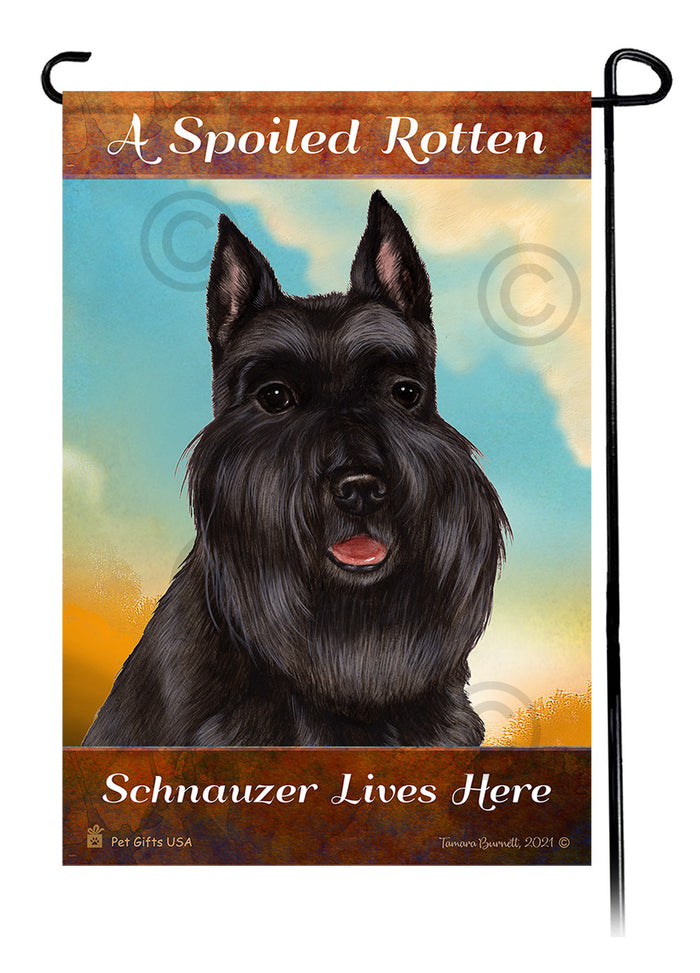 Schnauzer Spoiled Rotten Garden Flags