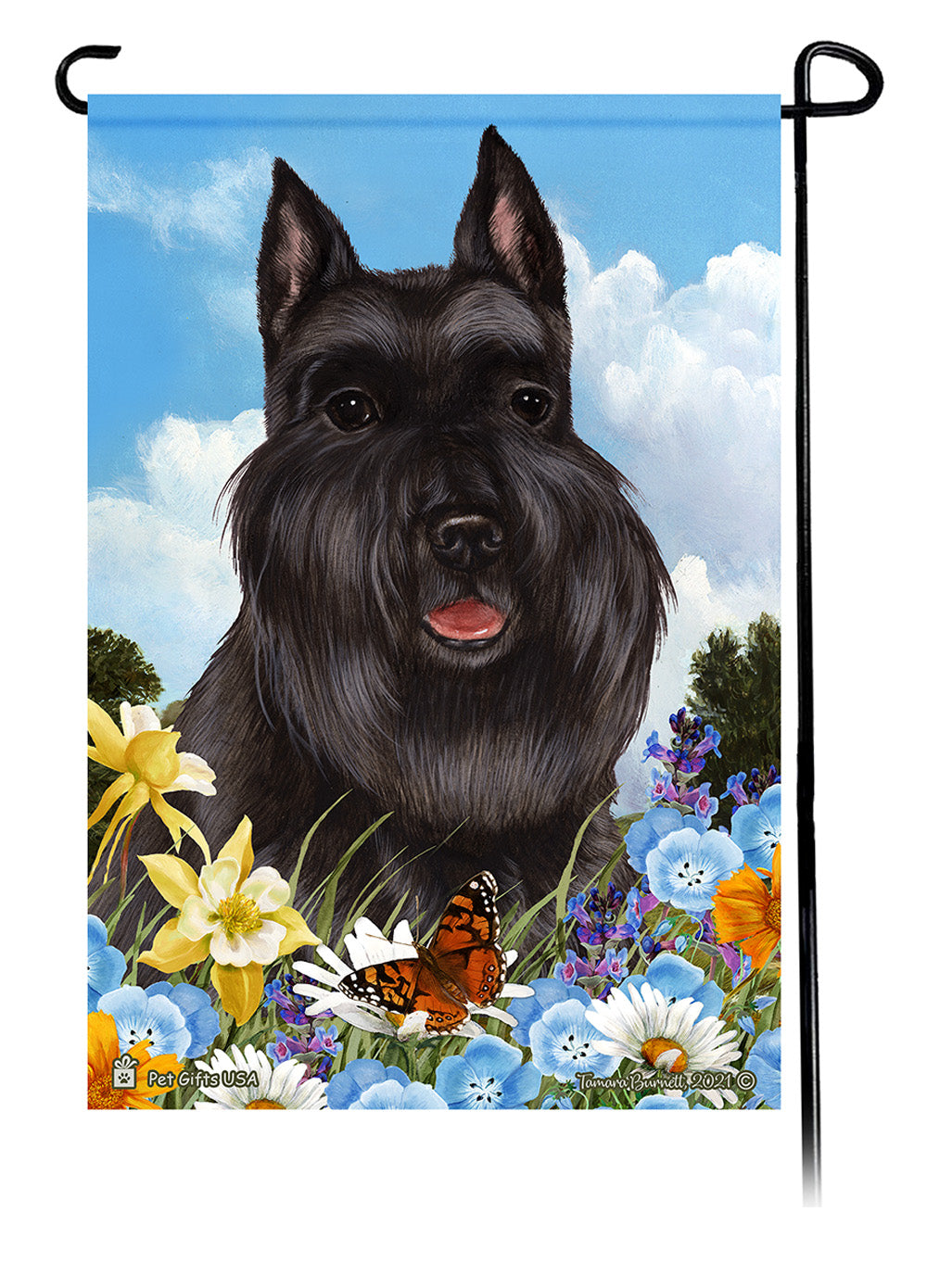 Schnauzer Summer Flowers Garden Flags
