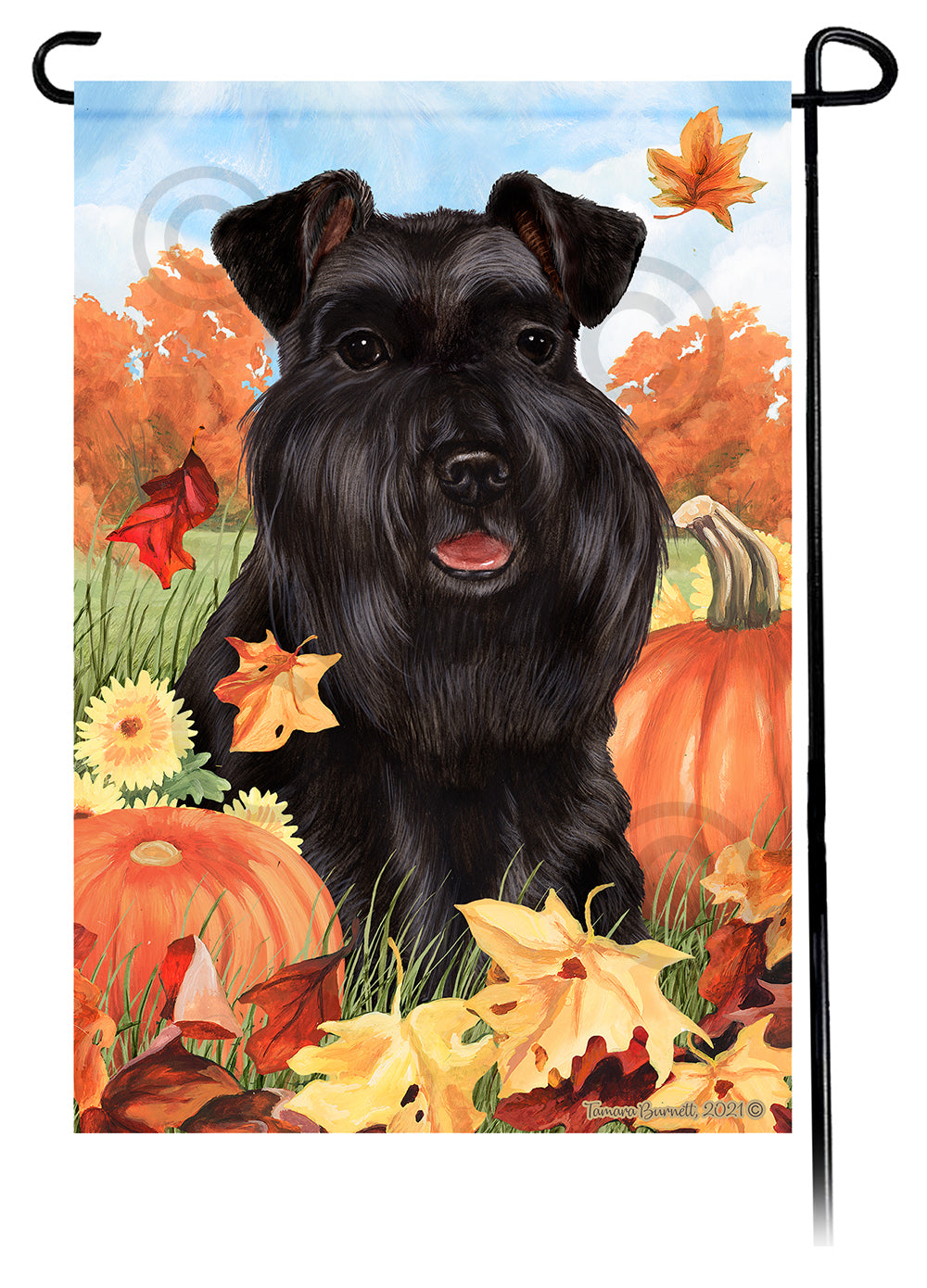 Schnauzer Falling Leaves - Garden Flag