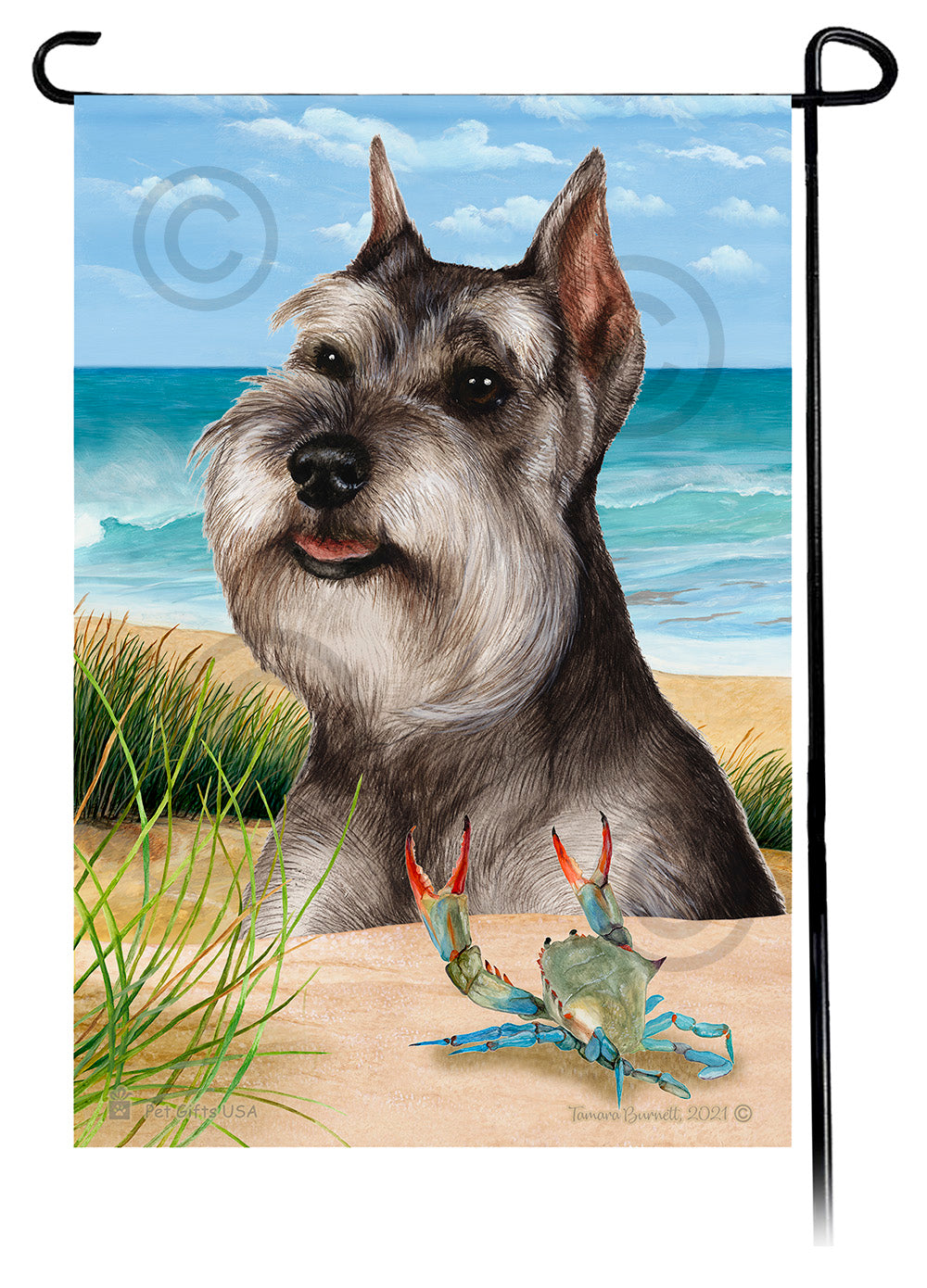 Schnauzer Summer Flowers Garden Flag