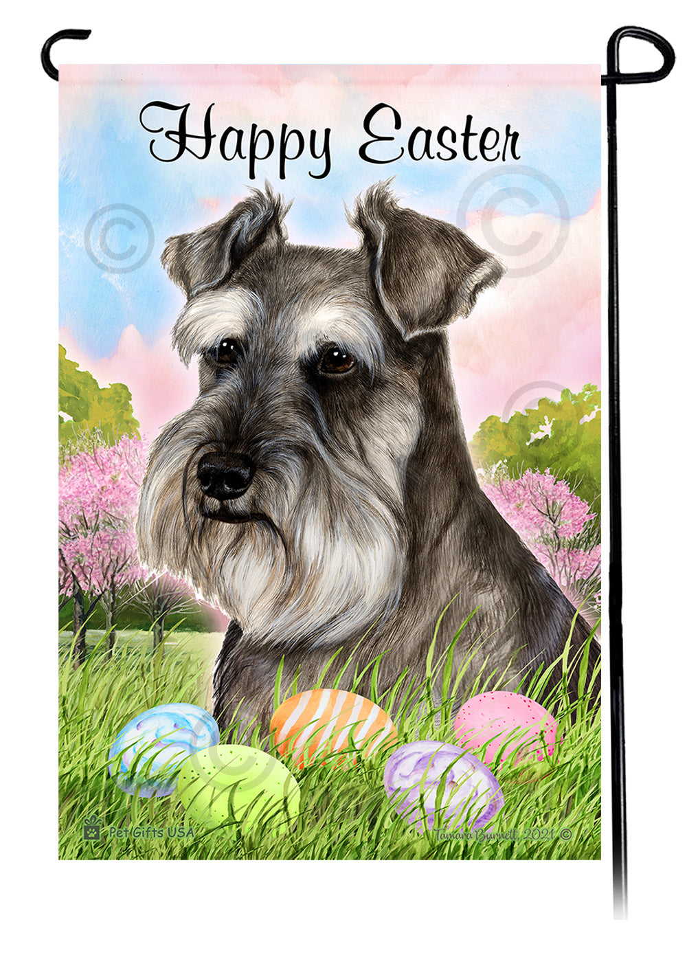 Schnauzer Happy Easter Garden Flags