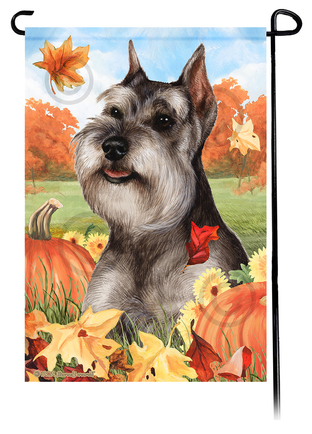 Schnauzer Falling Leaves - Garden Flag