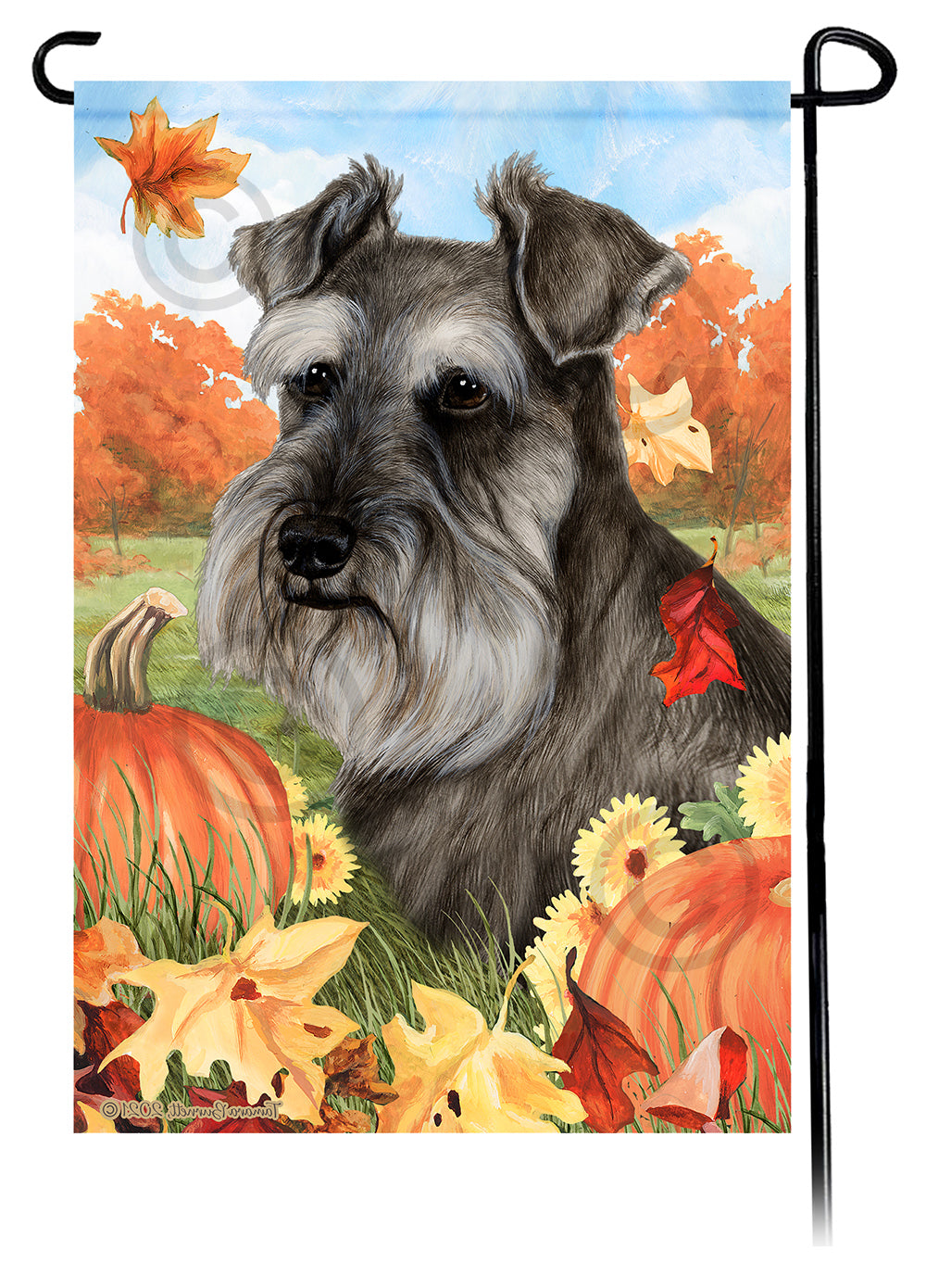 Schnauzer Falling Leaves - Garden Flag