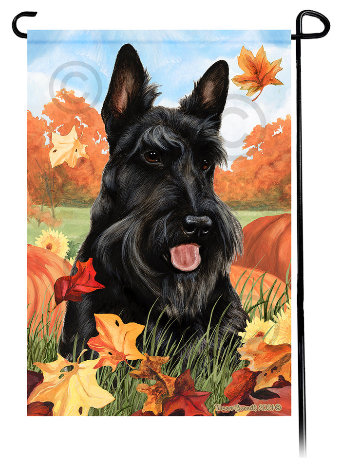 Scottish Terrier Falling Leaves Garden Flags
