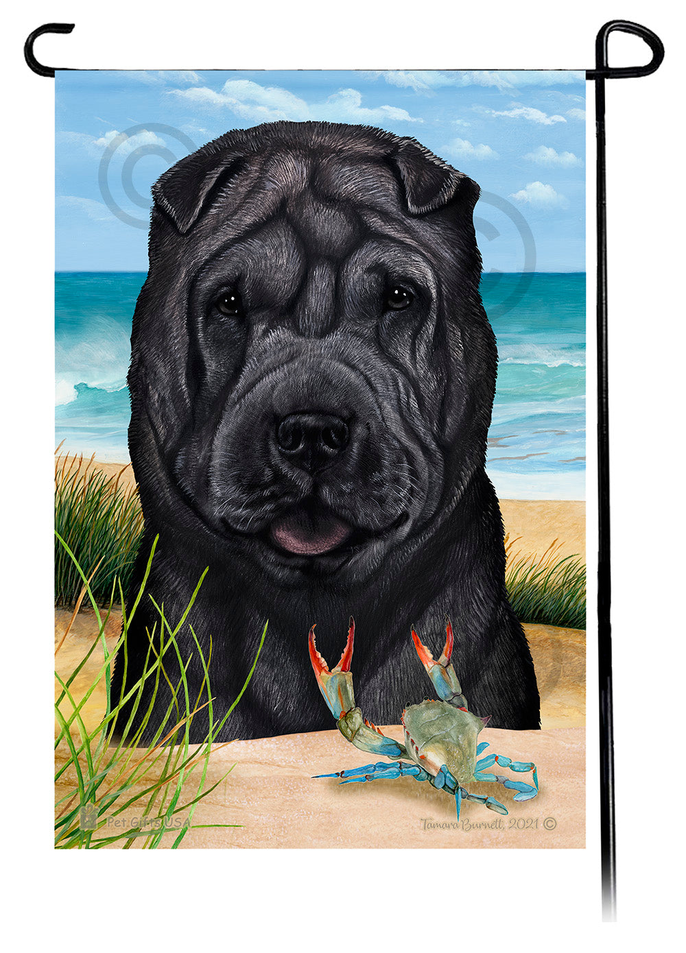 Shar Pei Summer Flowers Garden Flag
