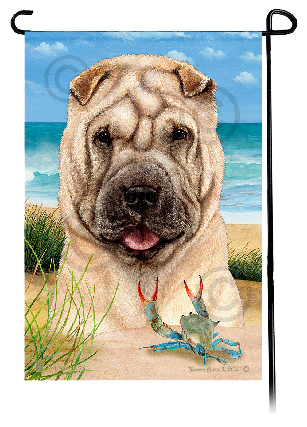 Shar Pei Summer Flowers Garden Flag