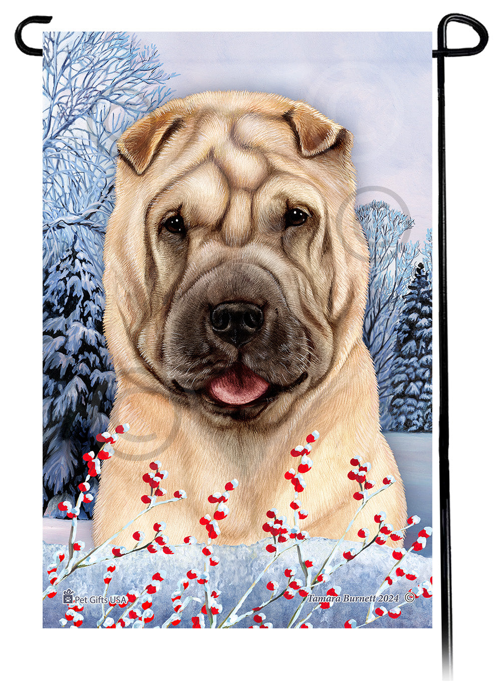 Shar Pei Winterberries - Garden Flag