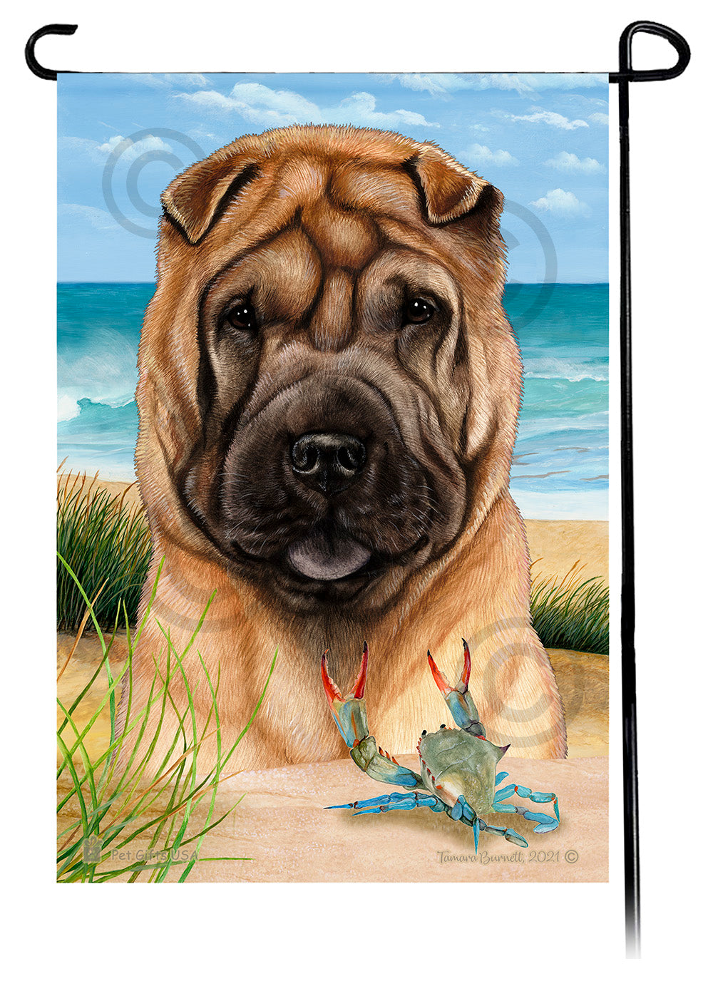 Shar Pei Summer Flowers Garden Flag