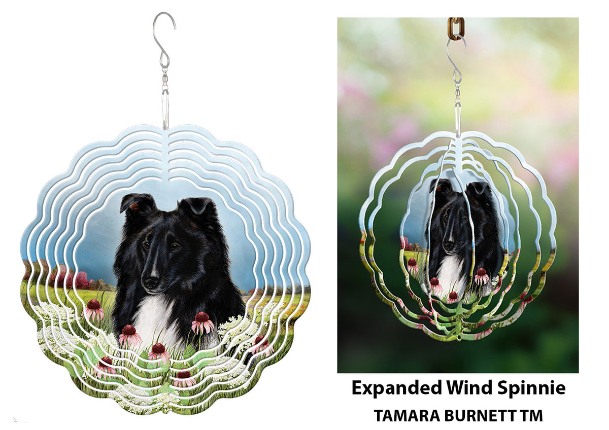 Shetland Sheepdog Black and White Wind Spinner