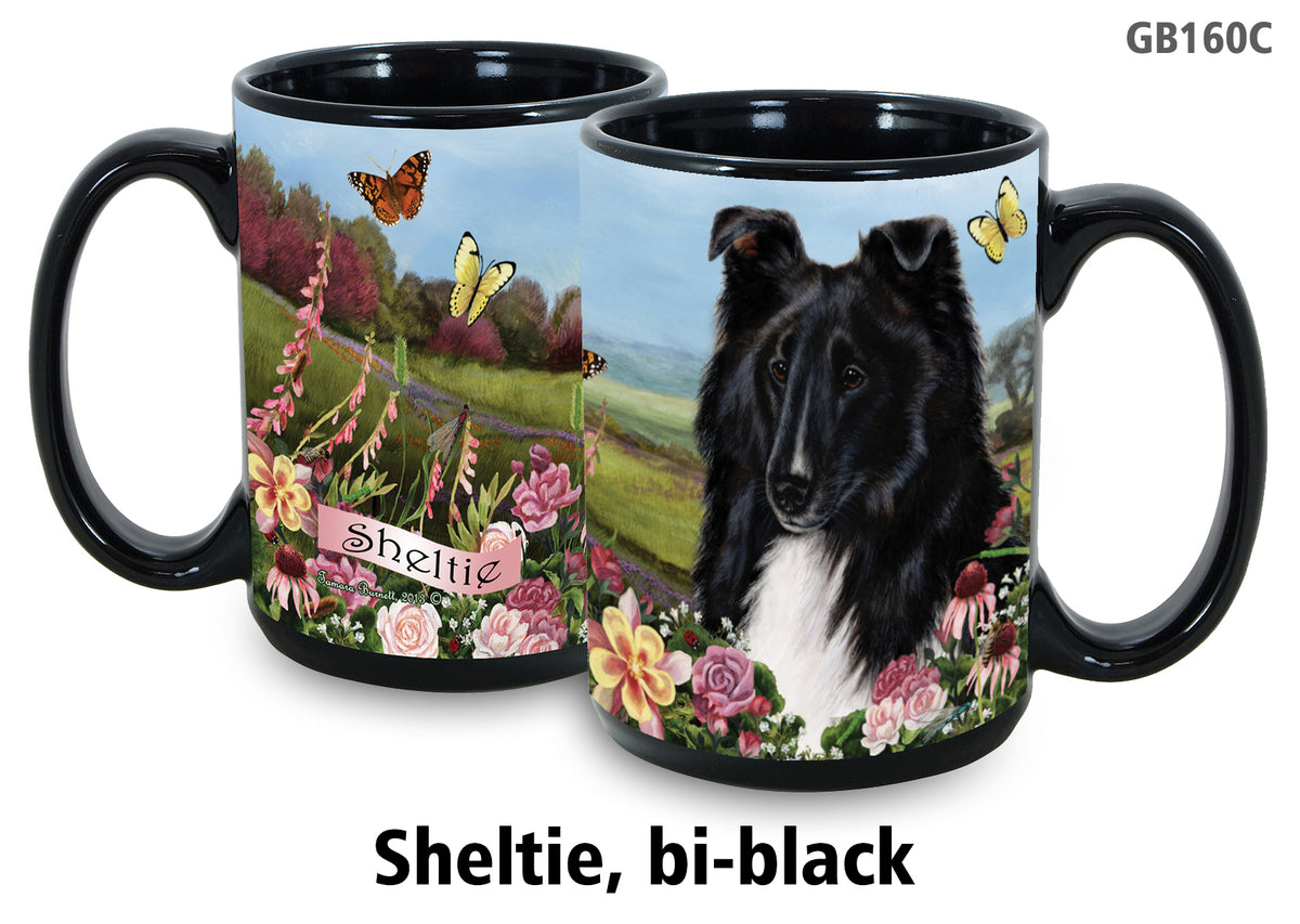 Sheltie Black & White - Garden Party Fun Mug 15 oz