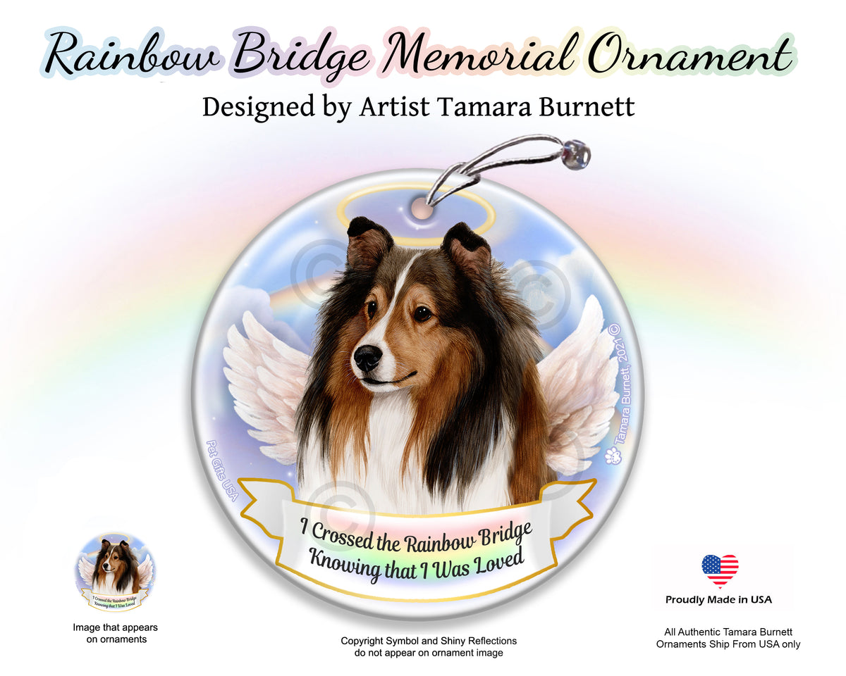 Sheltie Rainbow Bridge Memorial Ornament
