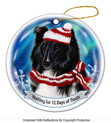 Sheltie Black and White Ornament