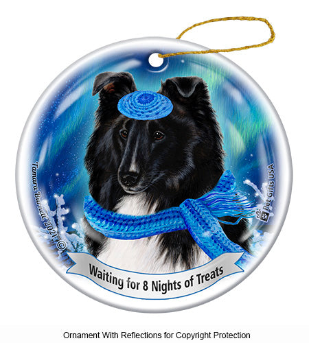 Sheltie Black and White Ornament