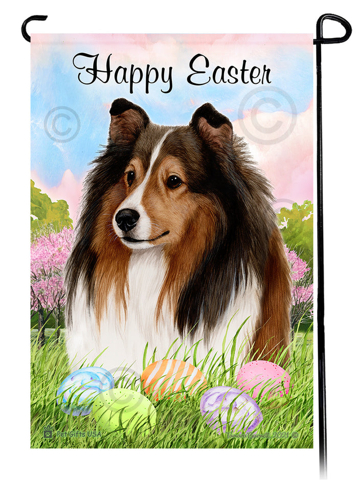 Shetland Sheepdog Happy Easter Garden Flags