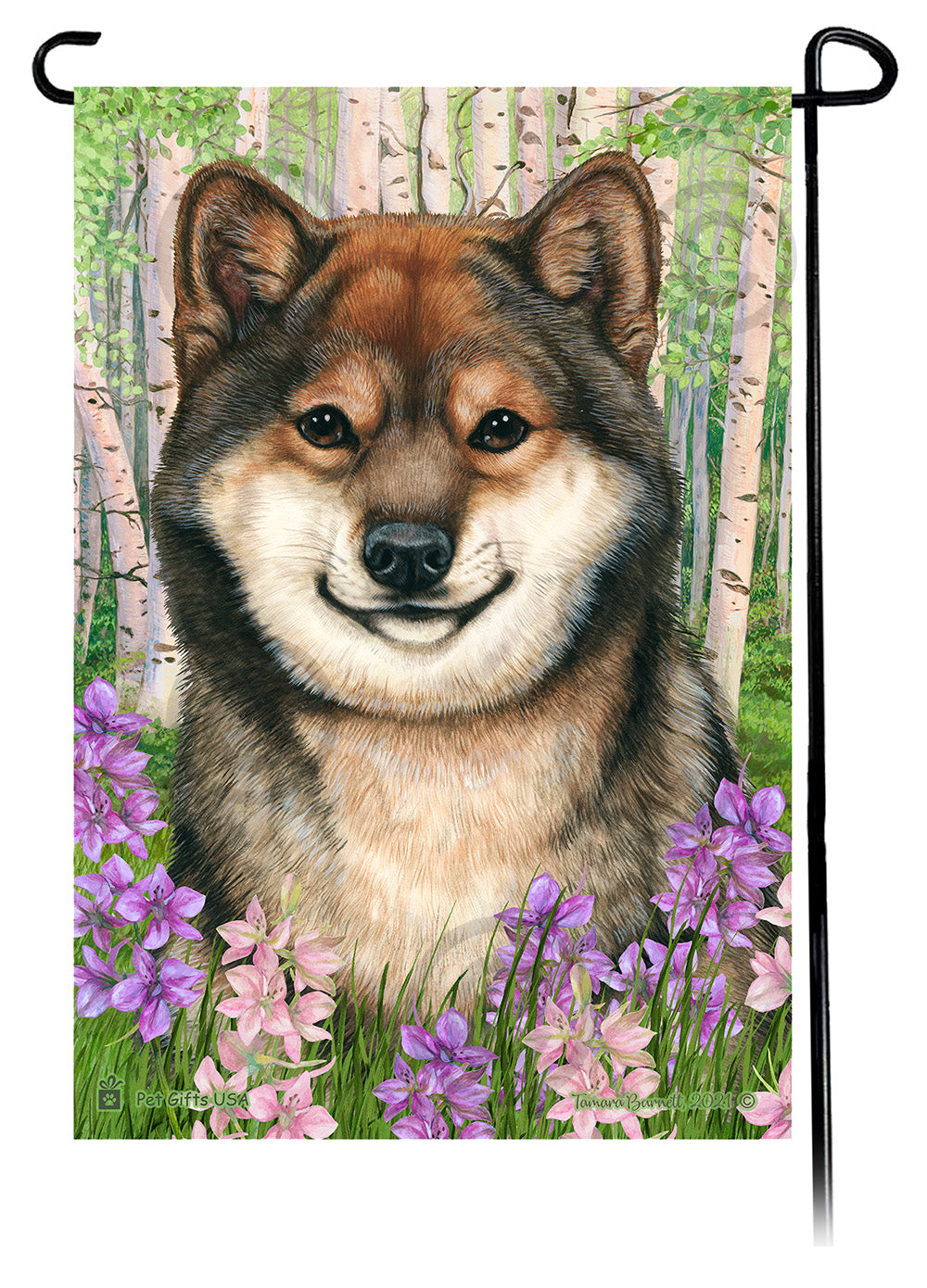 Shiba Inu Spring Flowers - Garden Flag