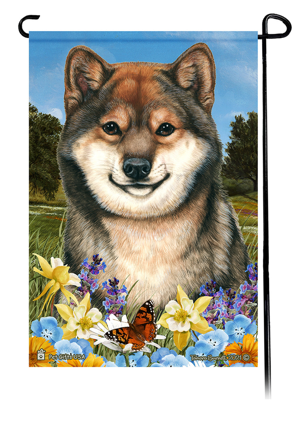 Shiba Inu Summer Flowers - Garden Flag