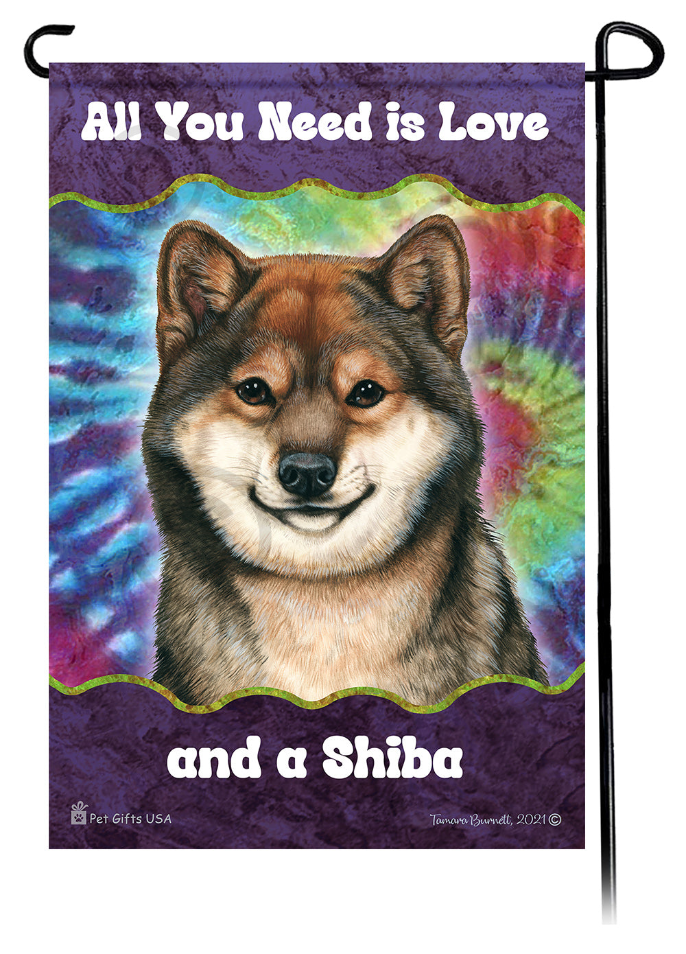 Shiba Inu All You Need Is Love Garden Flag