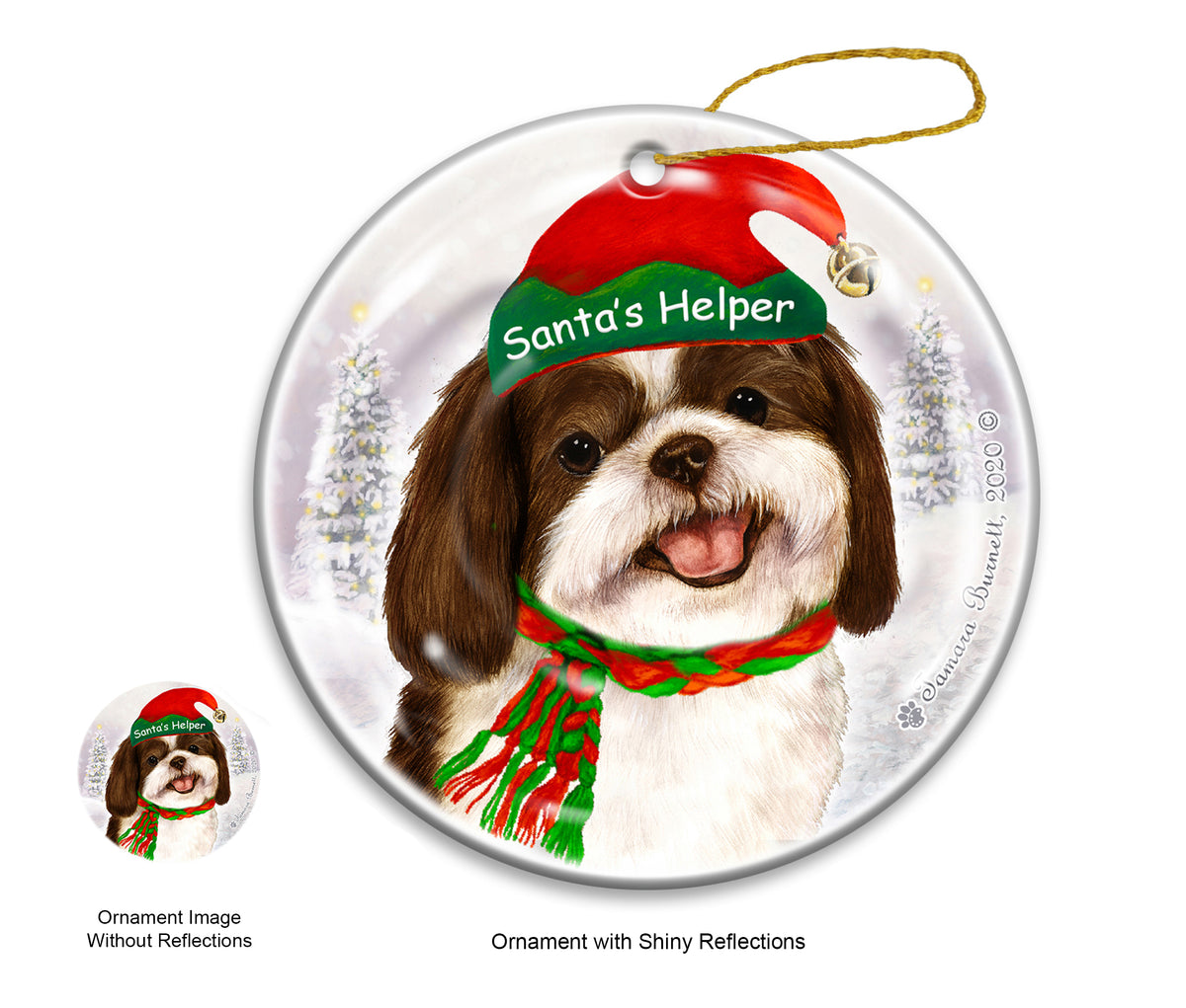 Shih Tzu Chocolate and White Ornament