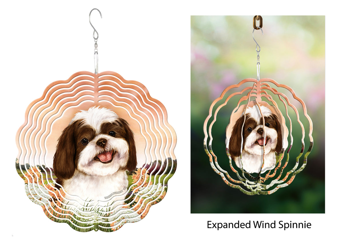 Shih Tzu Chocolate And White Wind Spinner