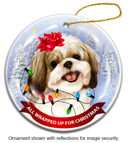Shih Tzu Gold and White Ornament