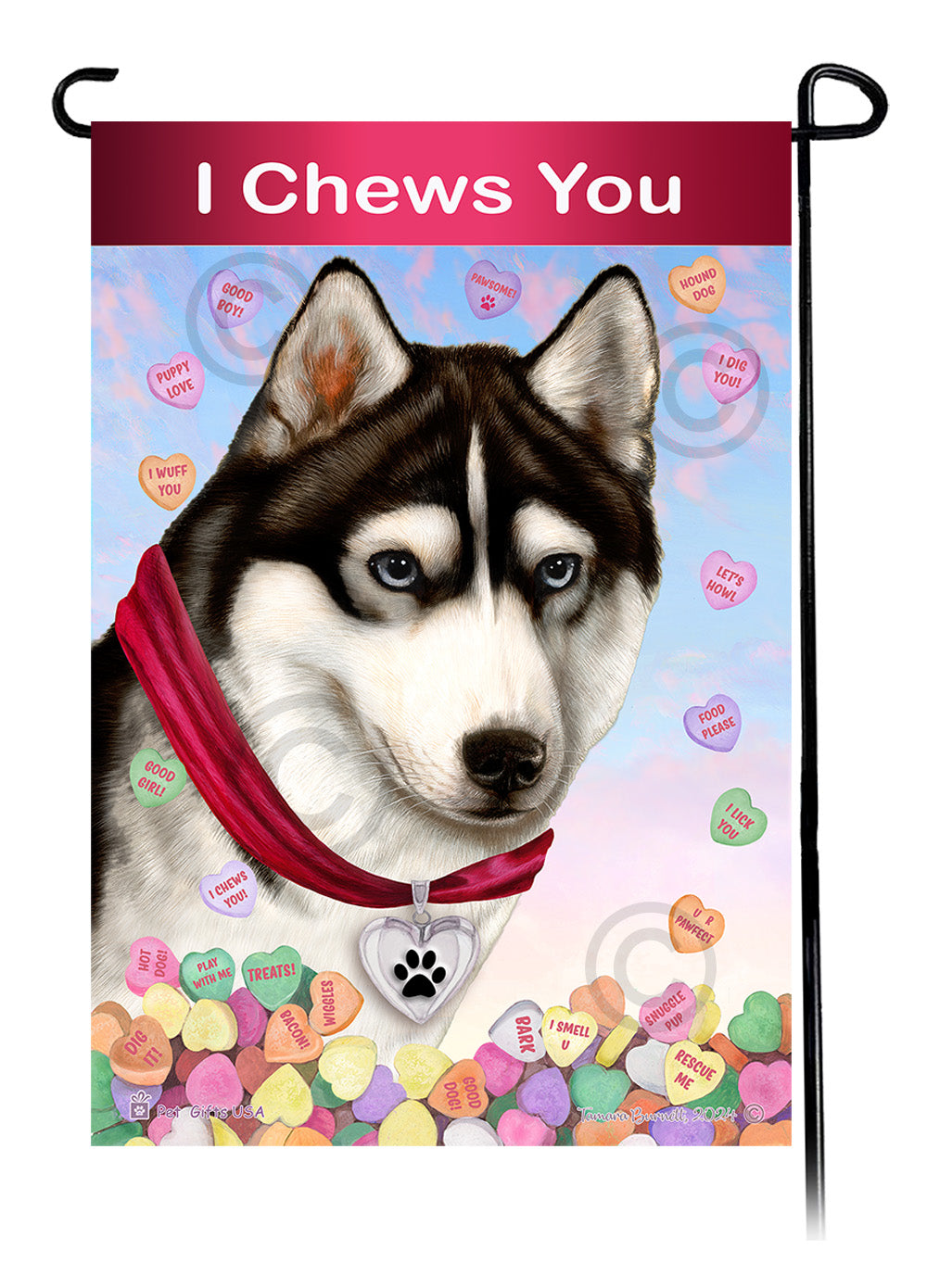 Siberian Husky Valentine Sweetheart Garden Flags